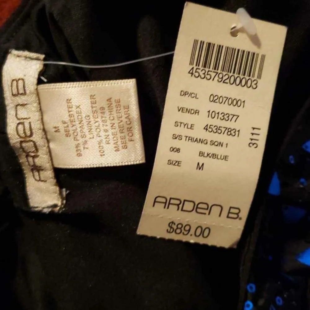 Womens dress size Medium NWT Arden B. Dress with sequins blue fancy one shoulde - Picture 3 of 3